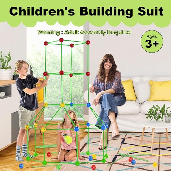 87-Piece Glow Fort Building Kit – The Ultimate Playhouse Construction Set for Kids Aged 4-11 - Image 2