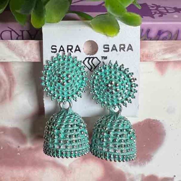 Oxidized Jhumka Earrings with Intricate Beadwork DRE49