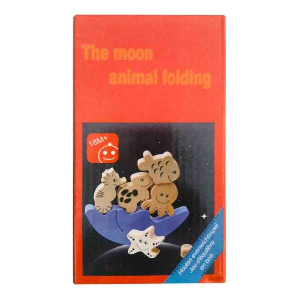 Wooden Moon Balancing Toy for Kids - Animal Stacking Game with character dice - Image 2