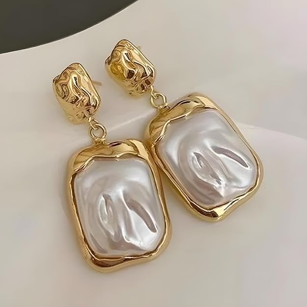 Western Stylish Rectangular Pearl Drop Earring For Women And Girls | ANTI TARNISH DRE57
