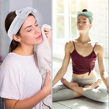 Spa Headbands, Microfiber Bowtie Headbands Facial Makeup Headband Soft Bowknot Elastic Hair Band Adjustable Headbands Cosmetic Headband for Washing Face DRHA19 - Image 2