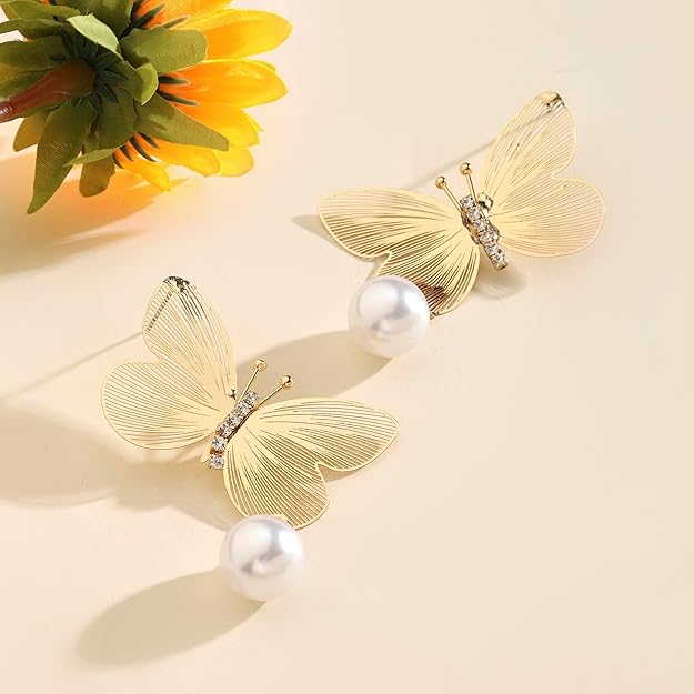 Buttery Pearl Luxury Gold Earring for Women & Girls | Ear Tops | Latest | Trendy | Fancy | Stylish | Birthday Gift | Aesthetic Jewelry | Accessories for Everyday Wear DRE66 - Image 2