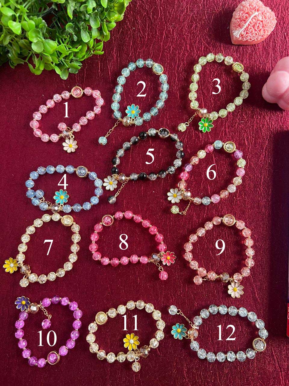Crystal Beads Designer bracelet with Flower charms Set of 1 DRB34