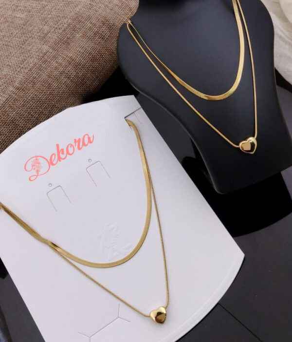 Double Layer Stainless Steel Ant tarnish Snake Chain with Heartine | Necklace for Women | Chain for Women | Necklace | Necklace for Girls | Neck Chain for Women DRC87