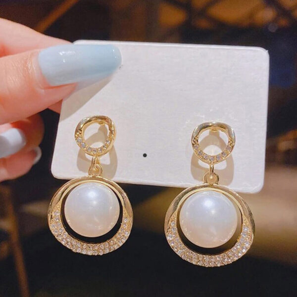 Elegant Pearl Earrings with Sparkling Accents DRE64