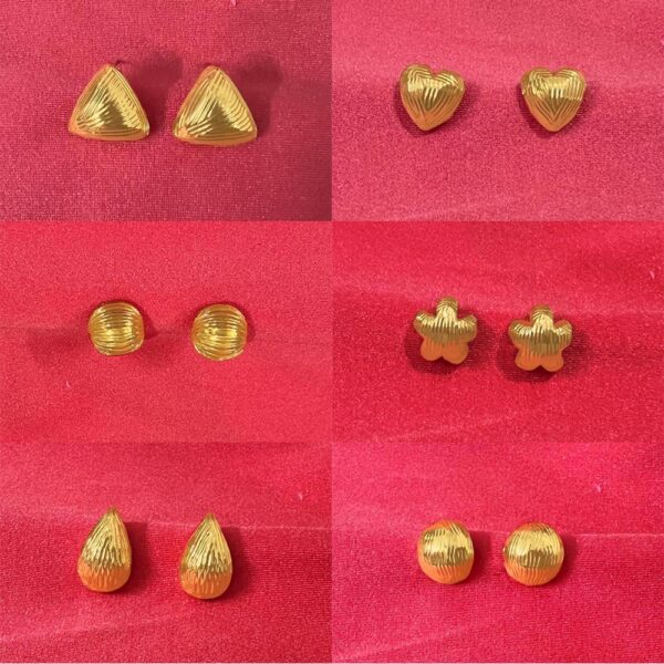 Geometric Earrings French Metal Temperament Gold Stainless Steel Texture Stud Earrings for Women DRE72