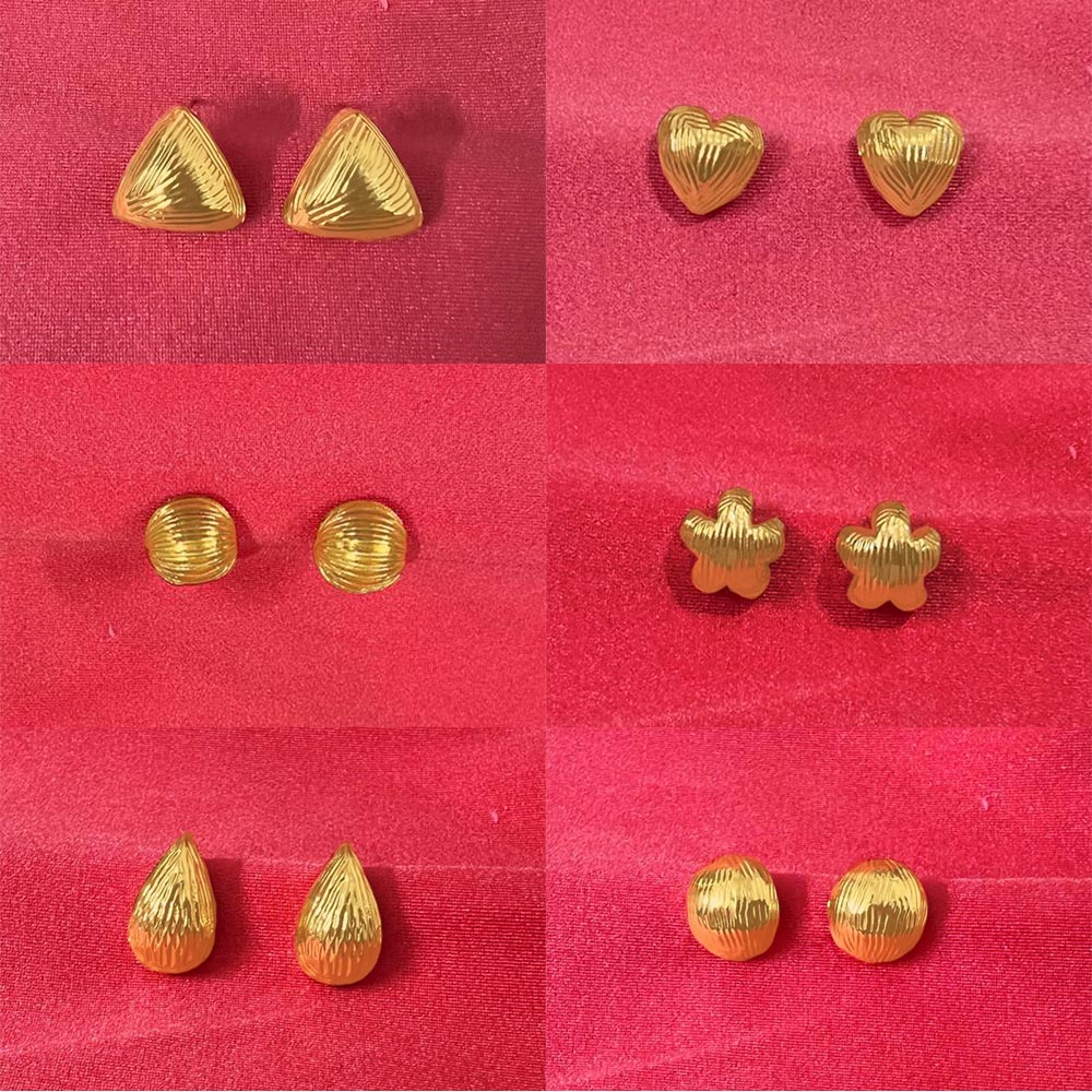 Geometric Earrings French Metal Temperament Gold Stainless Steel Texture Stud Earrings for Women DRE72