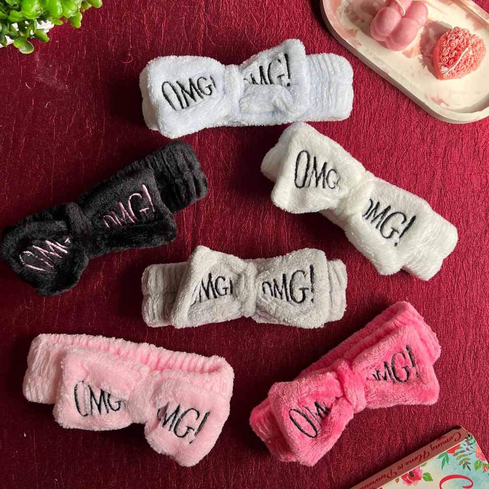 Spa Headbands, Microfiber Bowtie Headbands Facial Makeup Headband Soft Bowknot Elastic Hair Band Adjustable Headbands Cosmetic Headband for Washing Face DRHA19