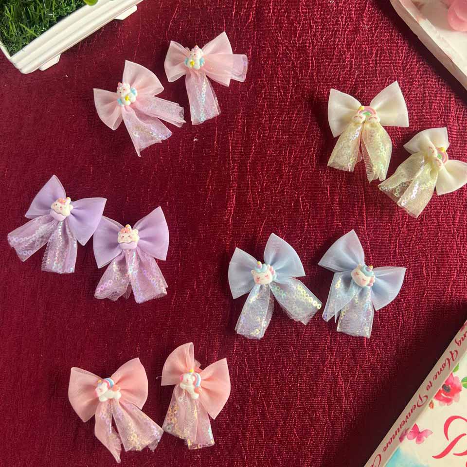 Hair Clips with Bow Design, Assorted Colours | 1 Pair |  DRHA21