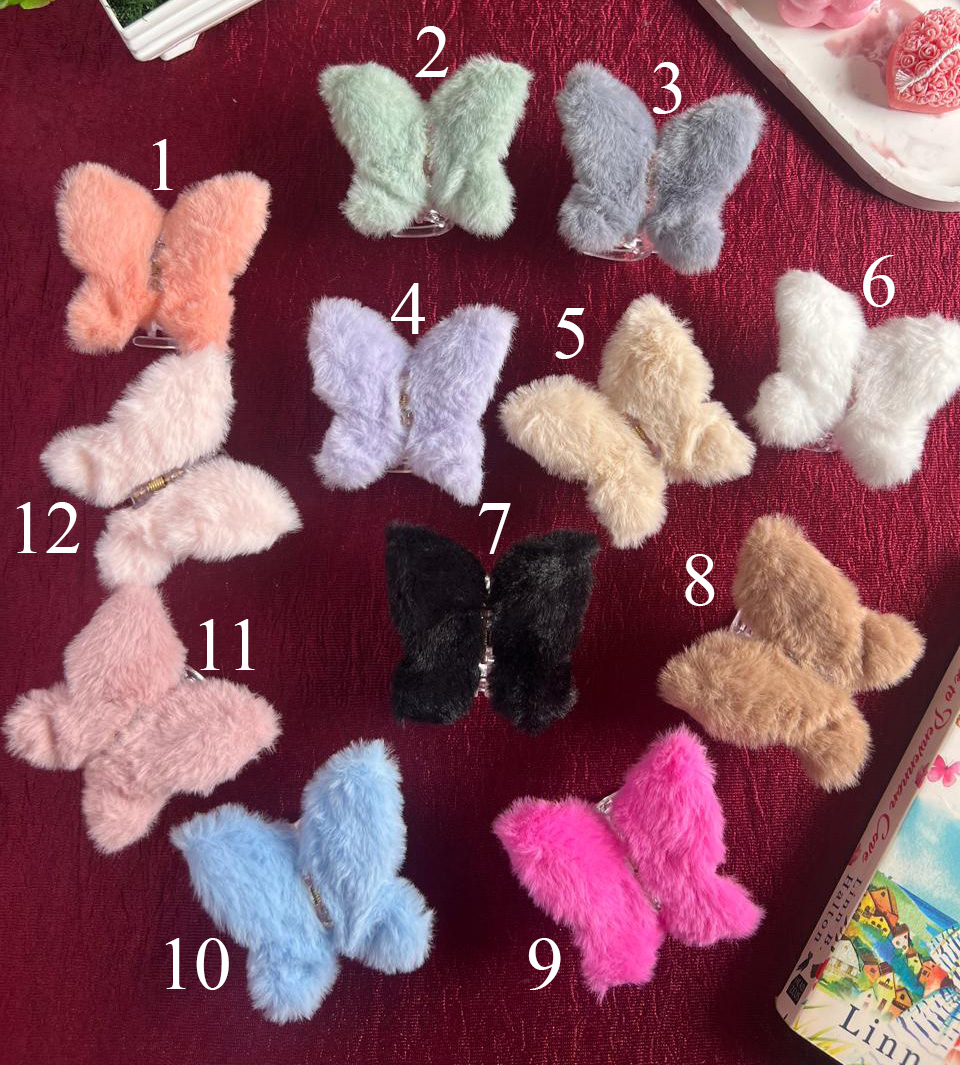 Hair Claw Clip Fur Clutchers For Women Korean Faux Fur Butterfly Claw Clips For Girls Elegant Hair Clips Accessories DRHA26