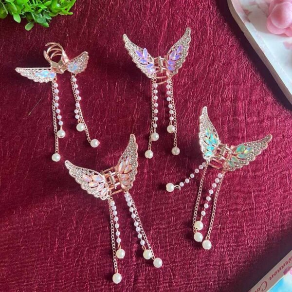 Stylish Metal Pearl Stone Butterfly Hair Clutcher | Pearl Hair Clutcher For Women Metal Clips For Women | Stone Hair Accessories DRHA9