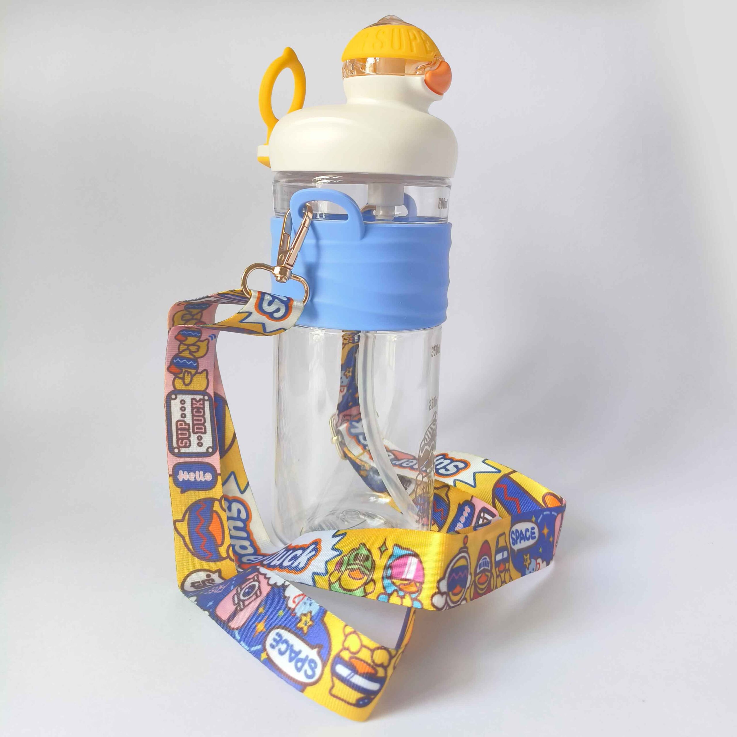 Cute Water Bottle with Sipper - 600 ML Water Bottle for kids, Tritan Sipper Bottle for Kids, School Bottles, BPA Free Kids Water Bottle, Anti-leak Cartoon Water Bottle for Kids (Duck)