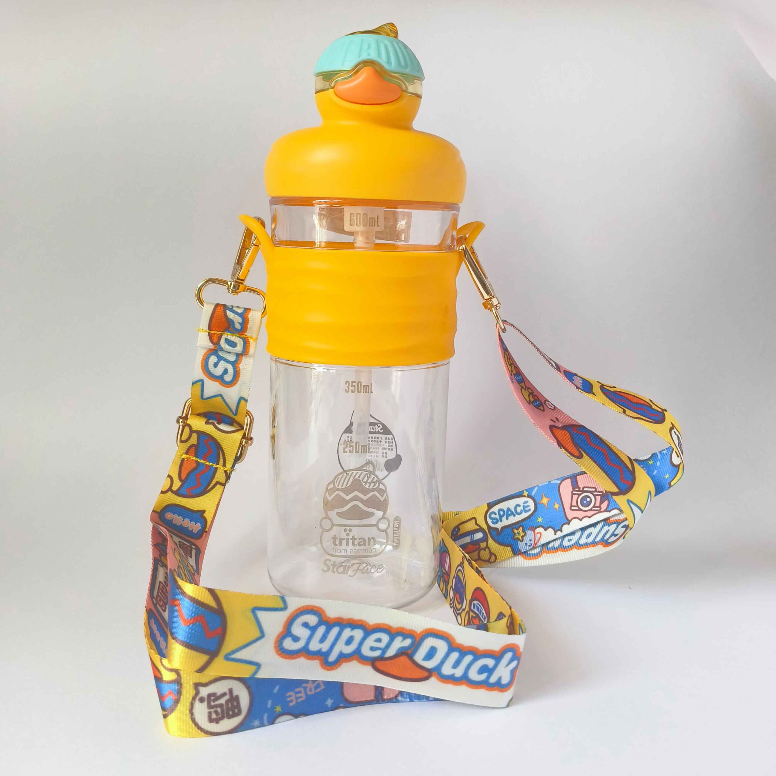 Cute Water Bottle with Sipper - 600 ML Water Bottle for kids, Tritan Sipper Bottle for Kids, School Bottles, BPA Free Kids Water Bottle, Anti-leak Cartoon Water Bottle for Kids (Duck) - Image 7